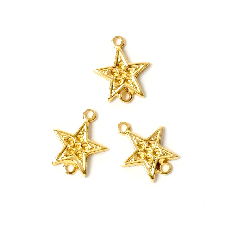 2 24K gold-plated brass star connectors