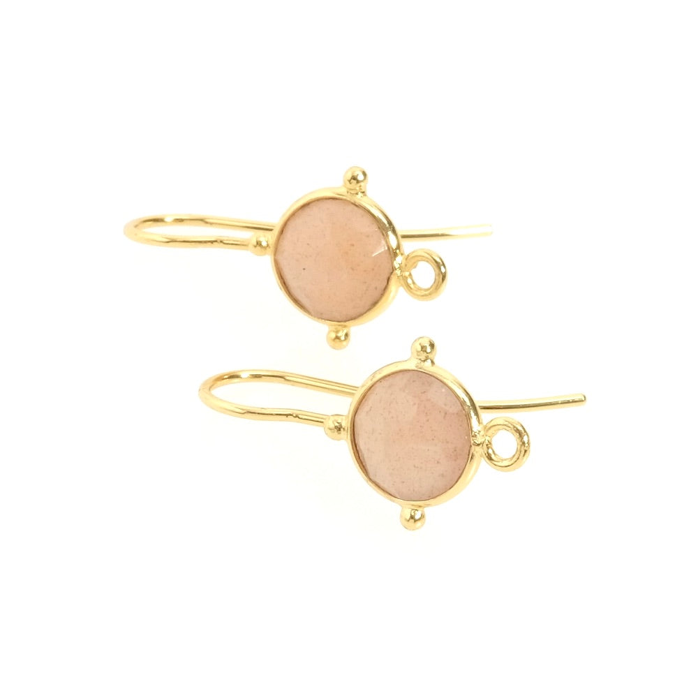 Premium 24K gold-plated brass Feldspar Moonstone earrings, per pair