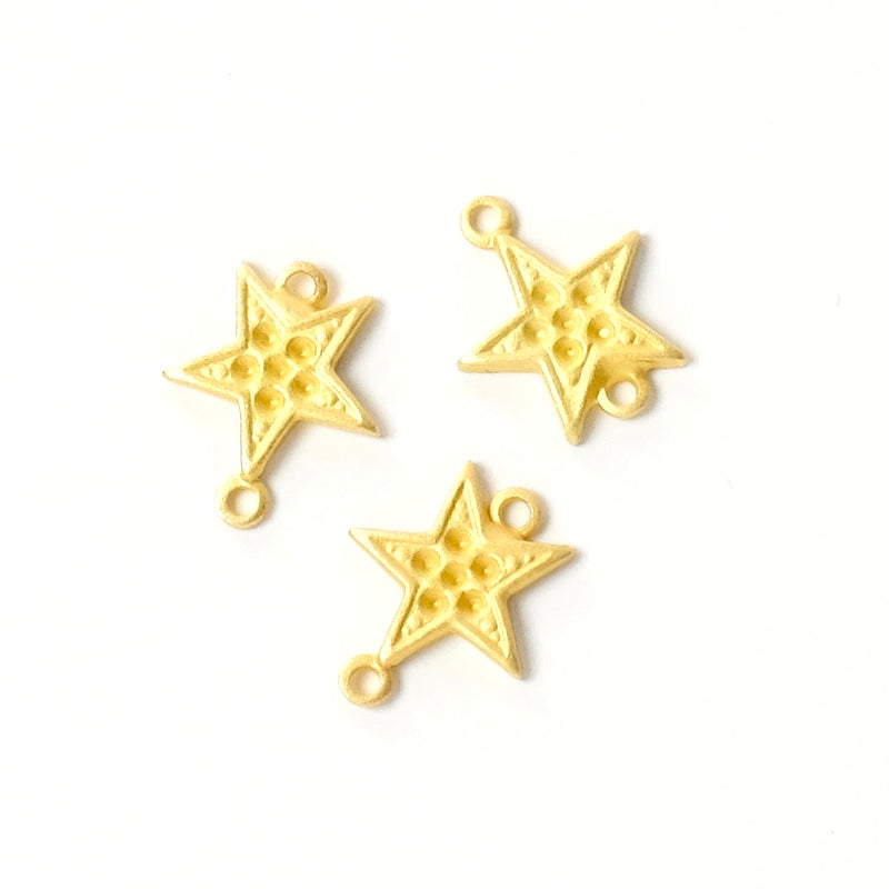 2 24K Mat gold-plated brass star connectors