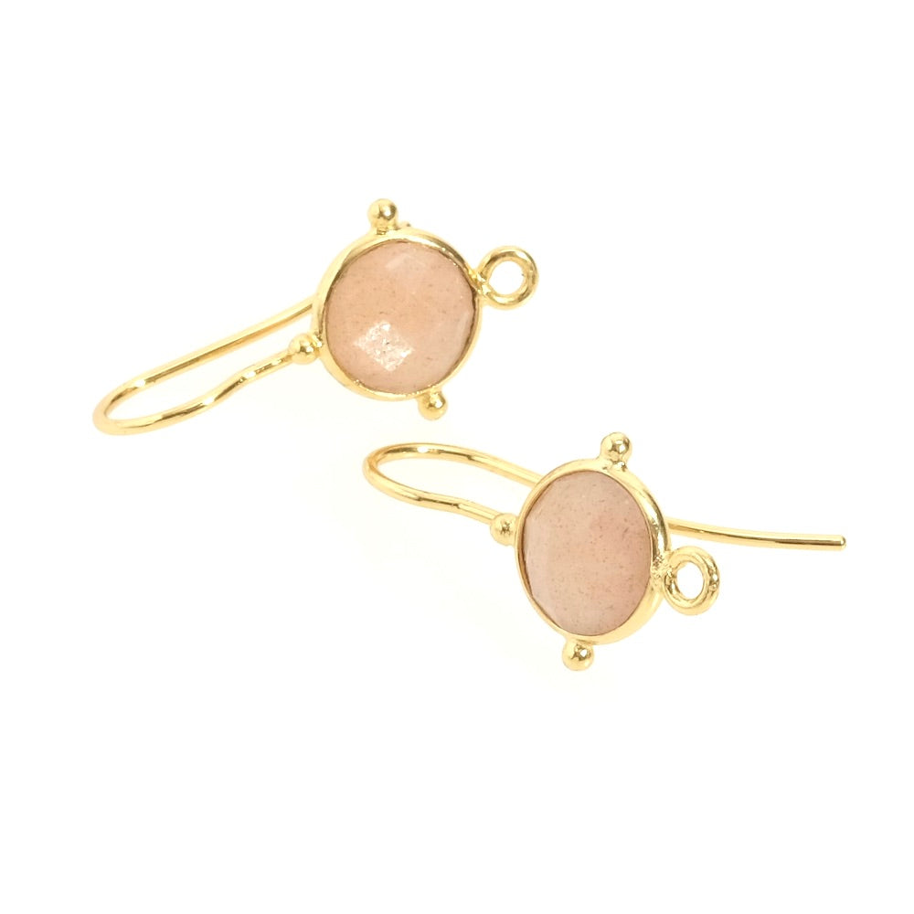 Premium 24K gold-plated brass Feldspar Moonstone earrings, per pair