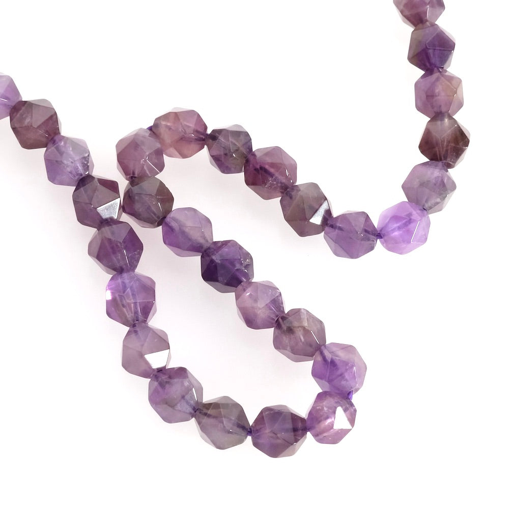 Strand of 6mm Amethyst polygonal natural pearls