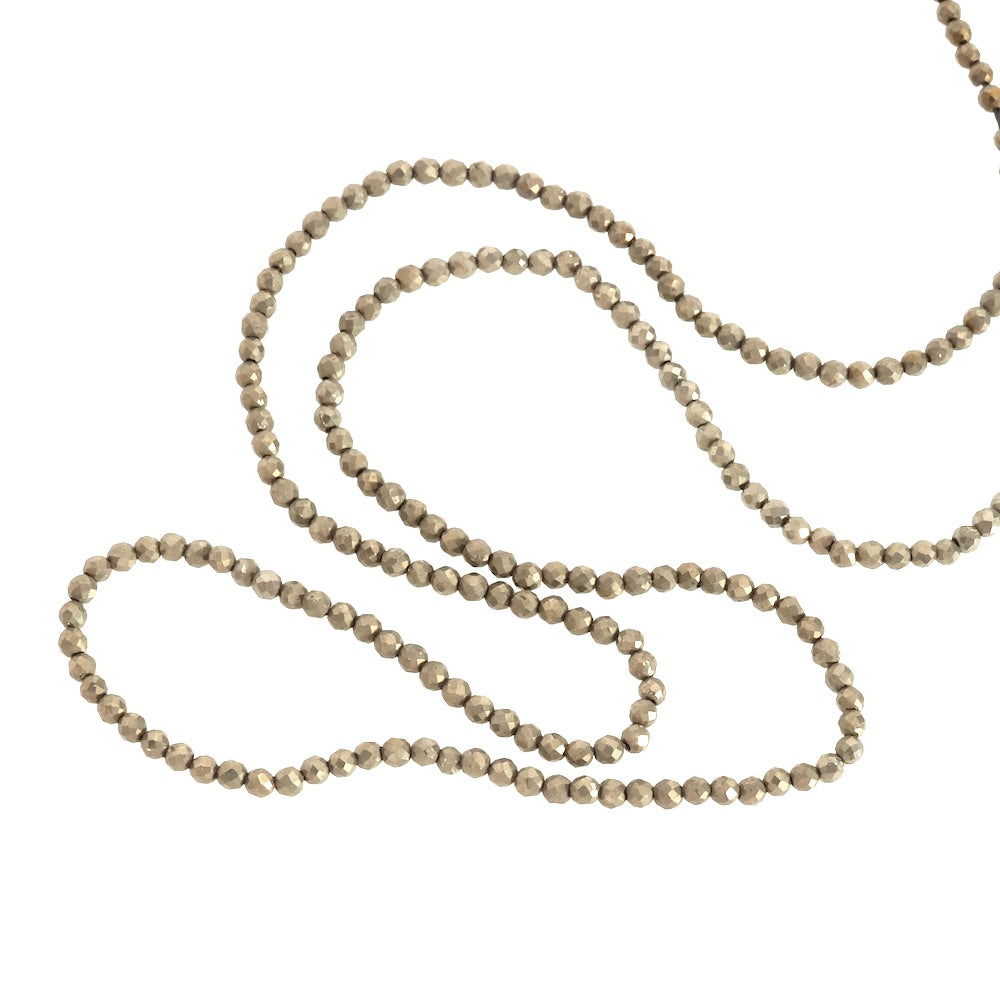 Strand of natural faceted beads 2mm Pyrite