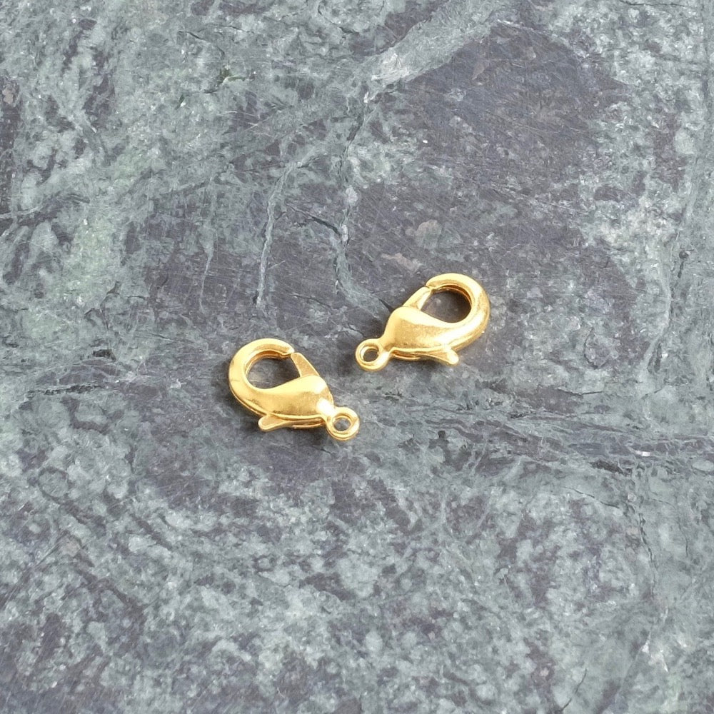 10mm lobster clasp in 24K gold-plated brass, sold individually