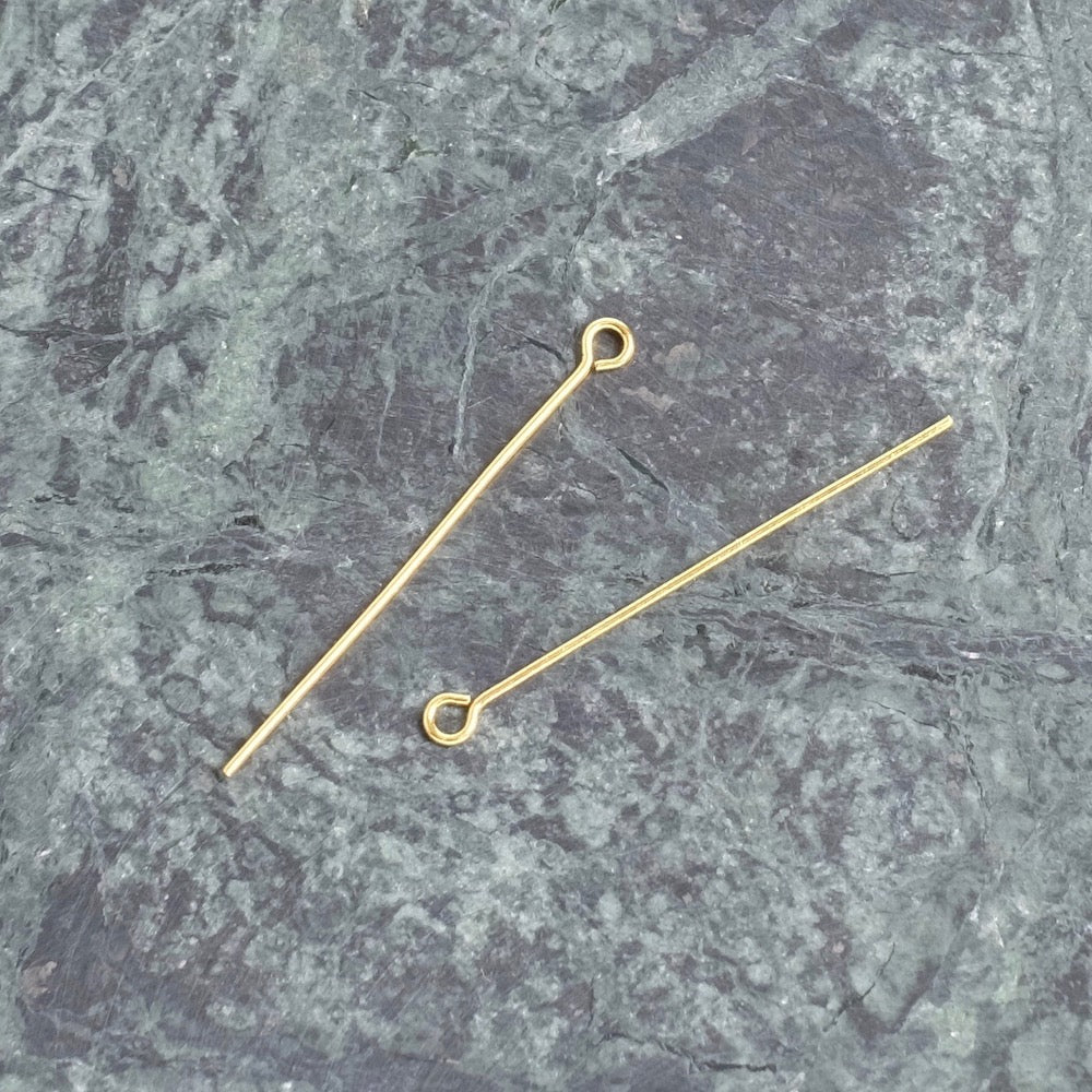 2 30mm Eye Pins in 24K Gold-Plated Brass