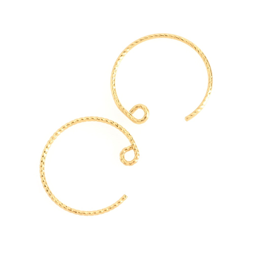 Earrings with round hooks in 24K Premium gold-plated brass, per pair