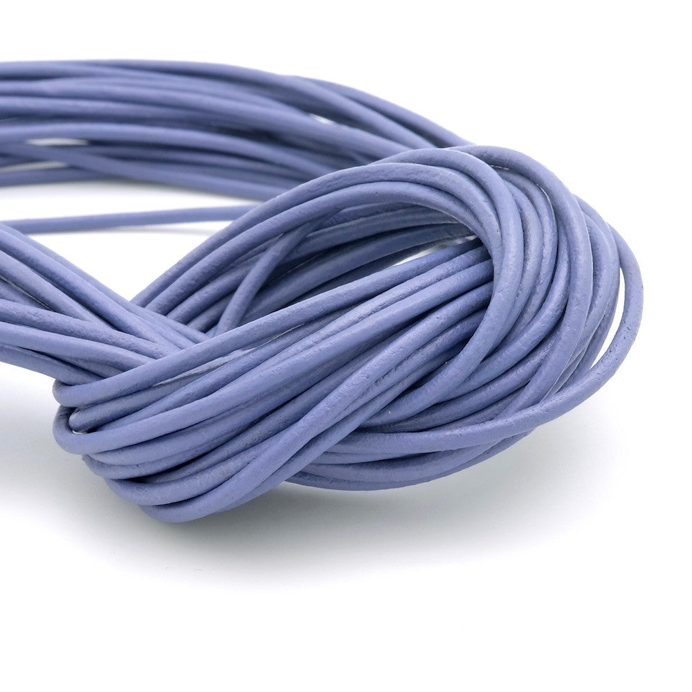 1 meter of 2mm round leather cord, purple, premium quality 