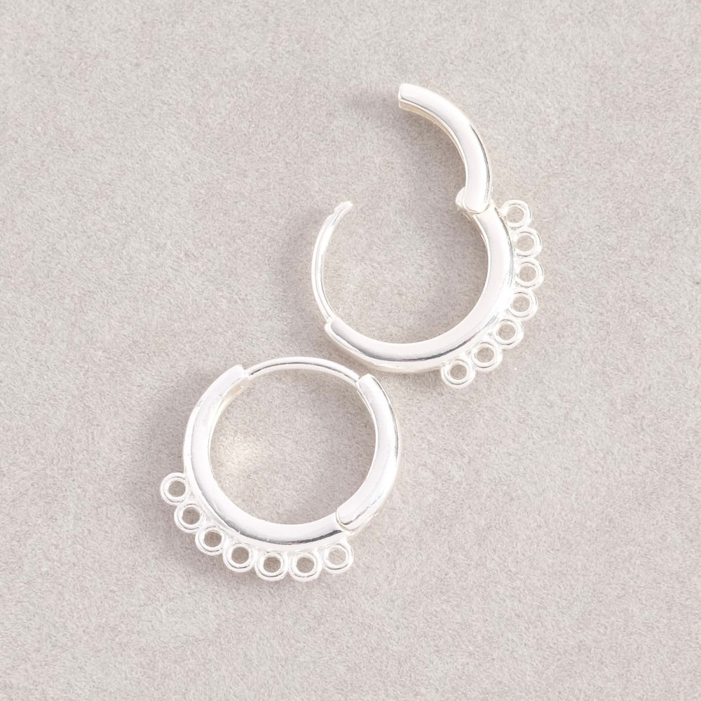 Creole Earrings with 7 Rings in Premium 925 Sterling Silver Brass, per pair