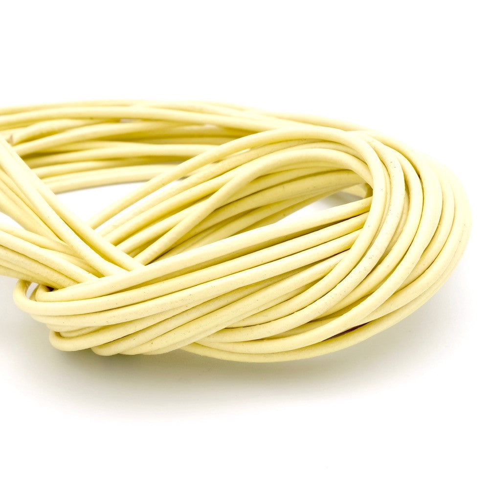 1 meter of 2mm round leather cord, ivory, premium quality