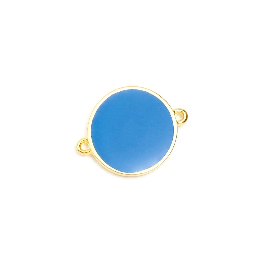 Connettore rotondo 19mm smalto blu in Zamak Gold 24K 24K