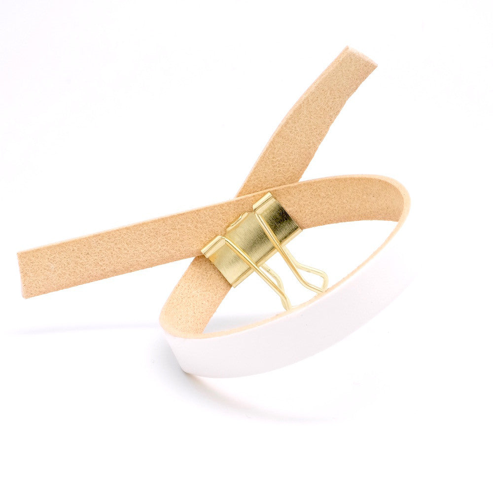 25cm of 10mm flat white leather strap, premium quality, made in Europe 
