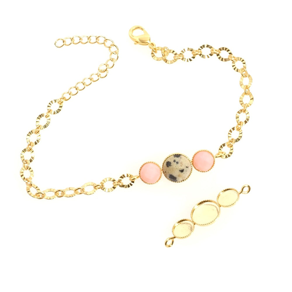 24K Premium Gold Plated Brass Connector Pendant for 6mm and 8mm Cabochons