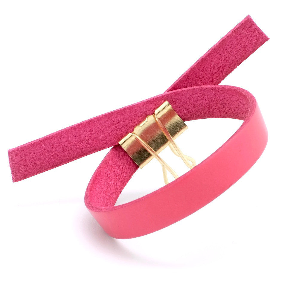 25cm of 10mm flat fuchsia leather strap, premium quality, made in Europe 
