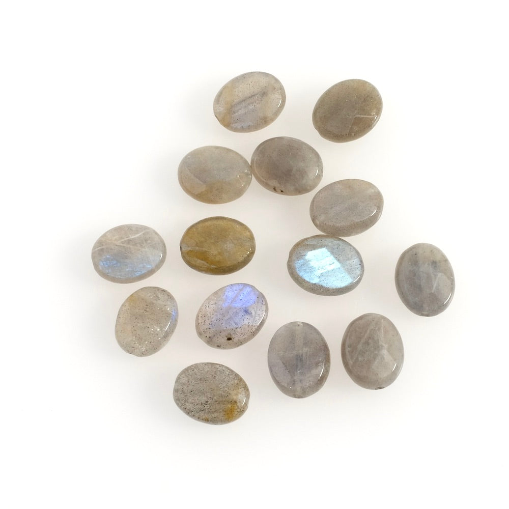 2 Faceted Oval 8x10mm Natural Labradorite Beads
