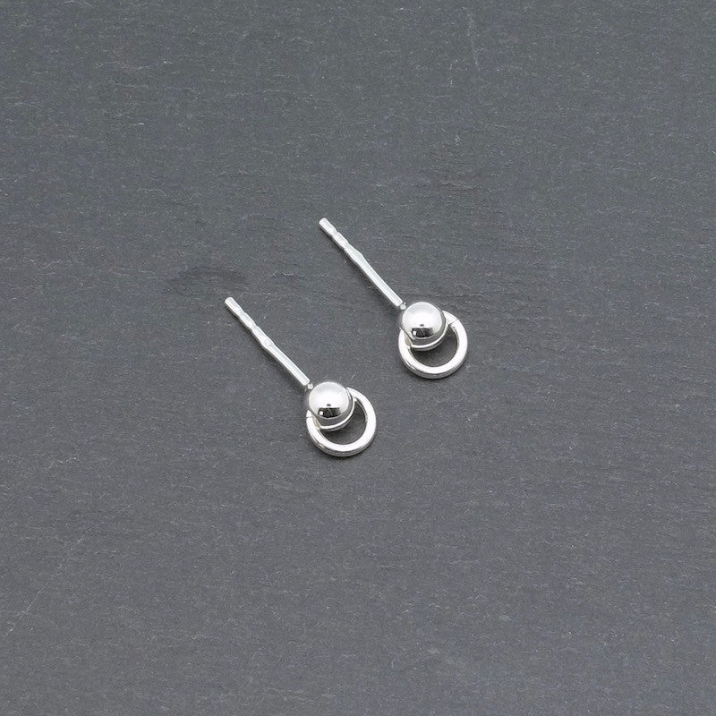 Set of 2 Ball stud earrings in 925 sterling silver 