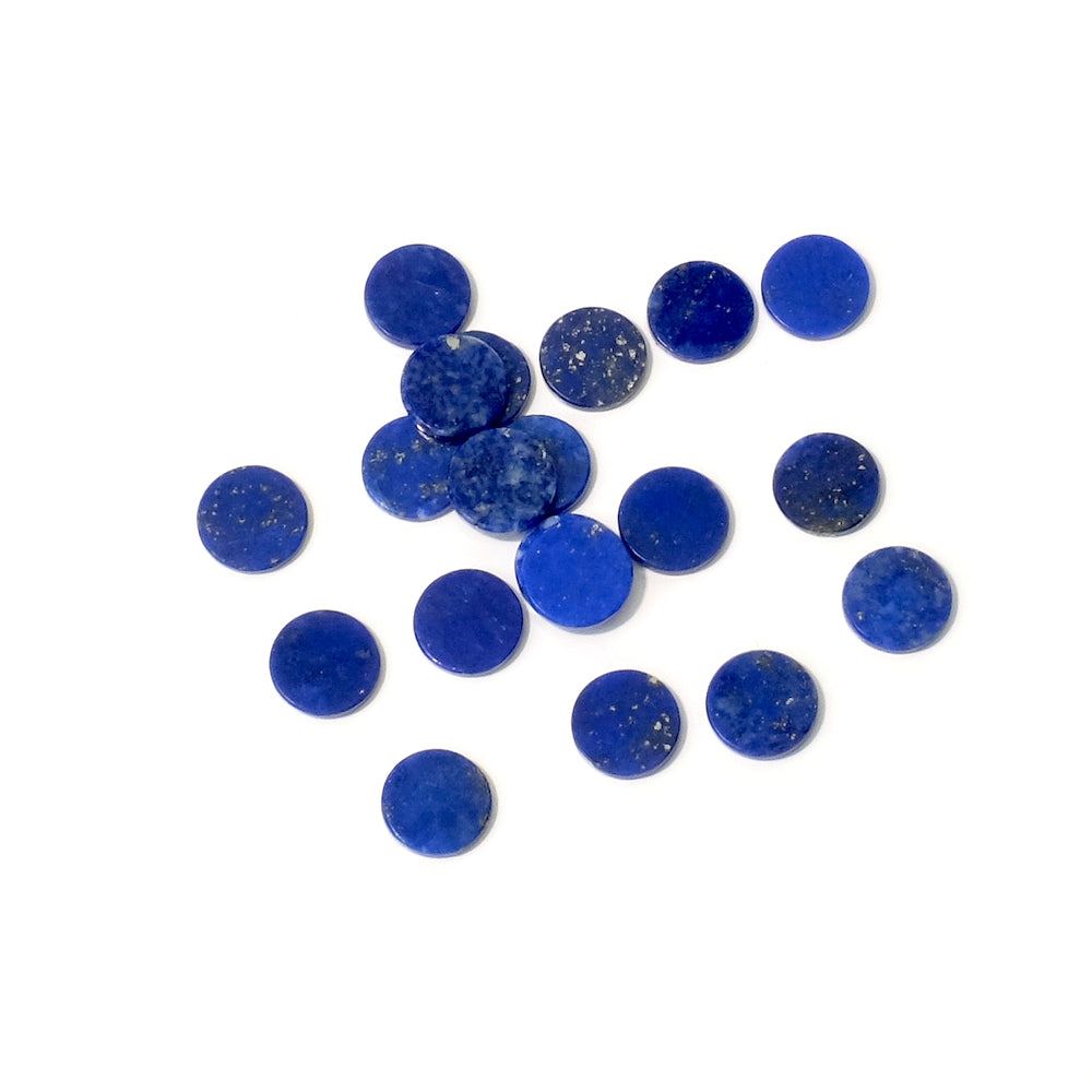 2 Round 6mm flat natural stone cabochons Lapis Lazuli
