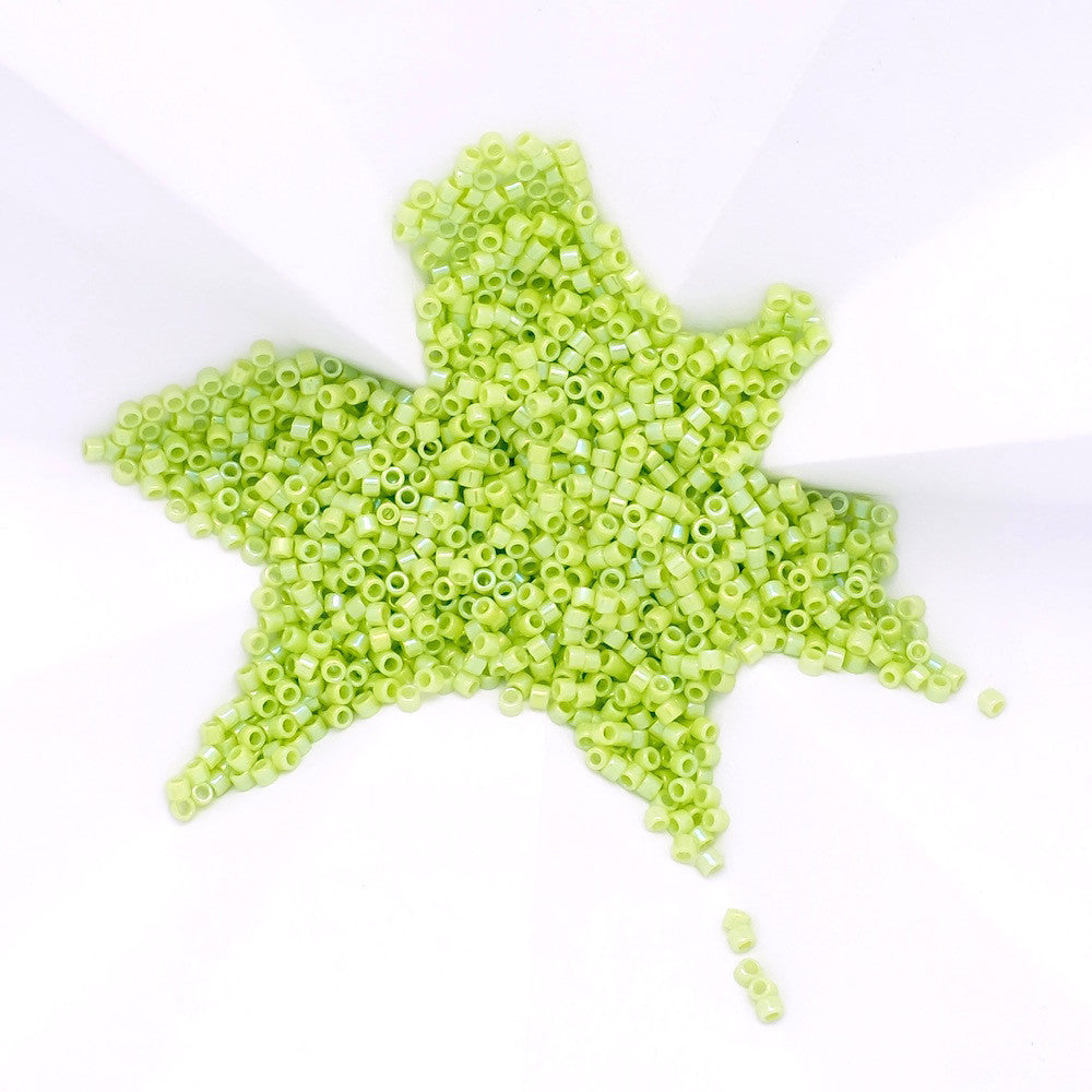 8 grams of Miyuki Délica 11/0 beads, Opaque Chartreuse AB No. 169