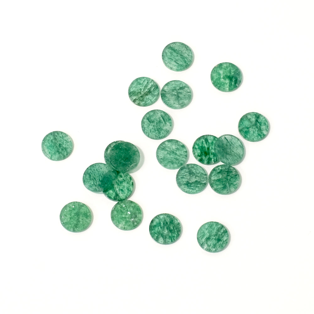 2 Aventurine 6mm round flat natural stone cabochons