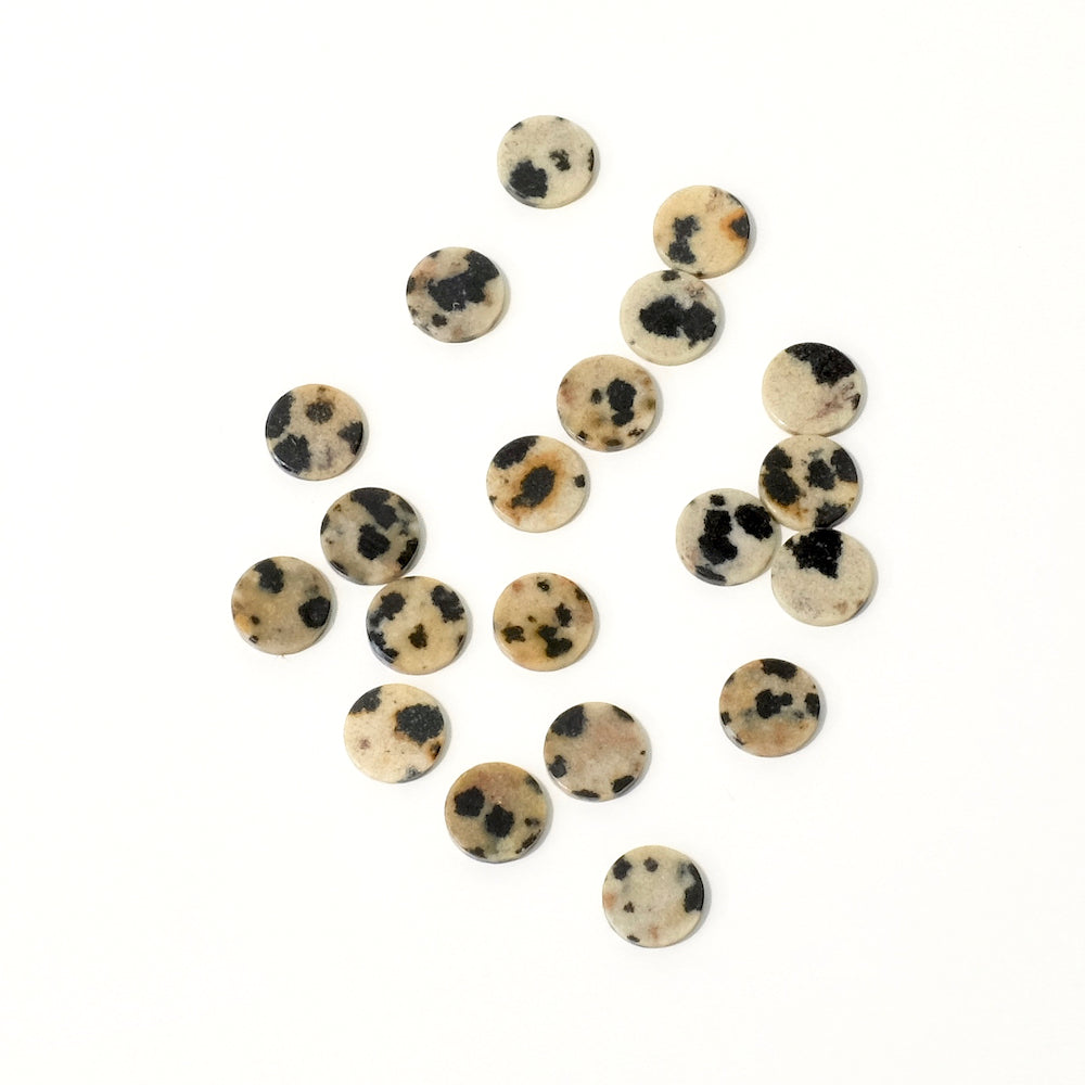 2 Dalmatian Jasper 6mm flat round cabochons, natural stone