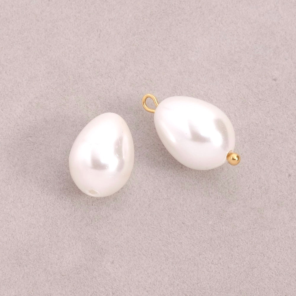 2 natural white mother-of-pearl drop beads