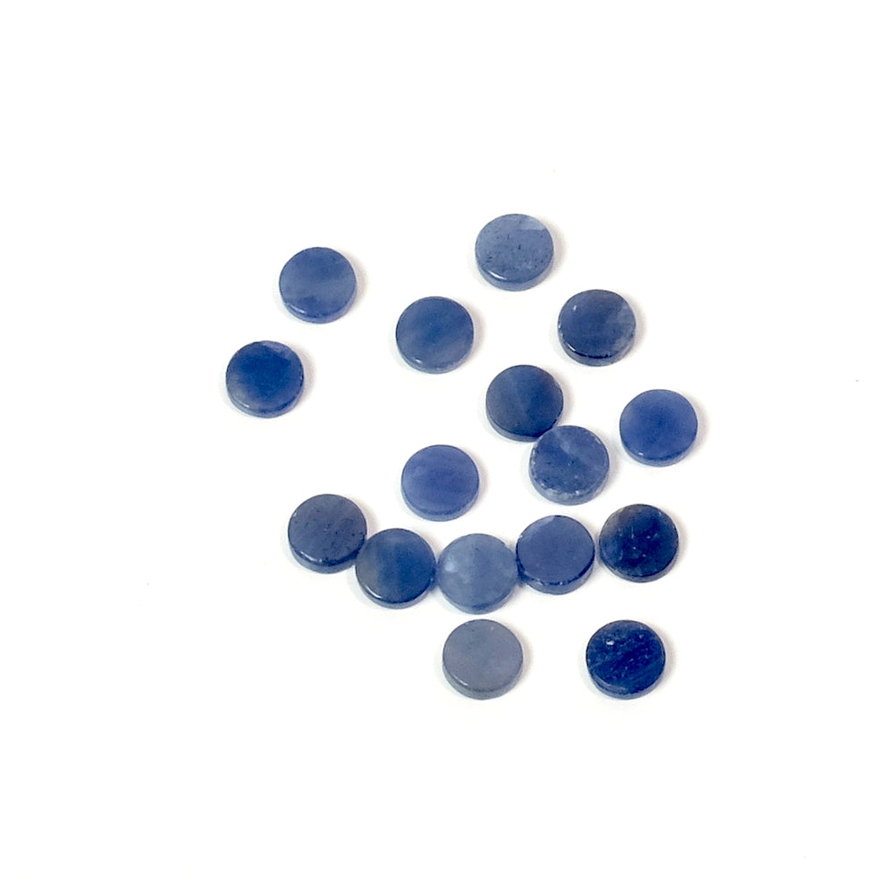 2 Cabochons flat 4mm natural stone Sapphire