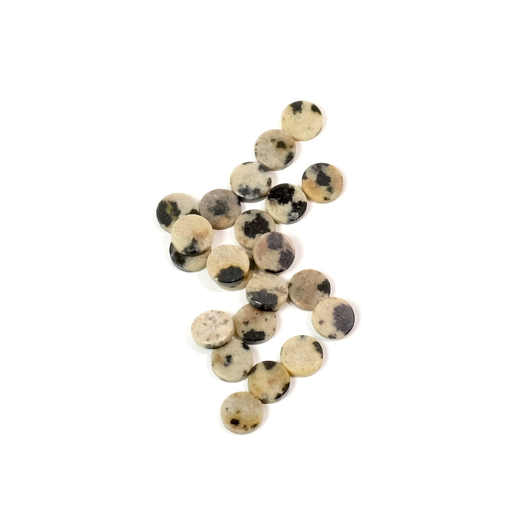 2 Dalmatian Jasper 4mm flat cabochons, natural stone