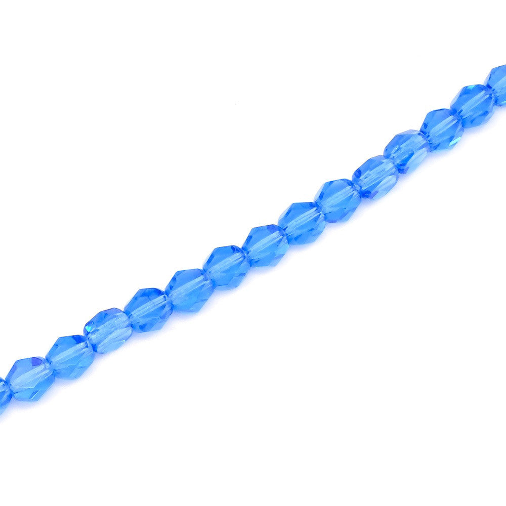 Strand of 20 genuine Bohemian glass disc beads with facets, transparent azure blue 