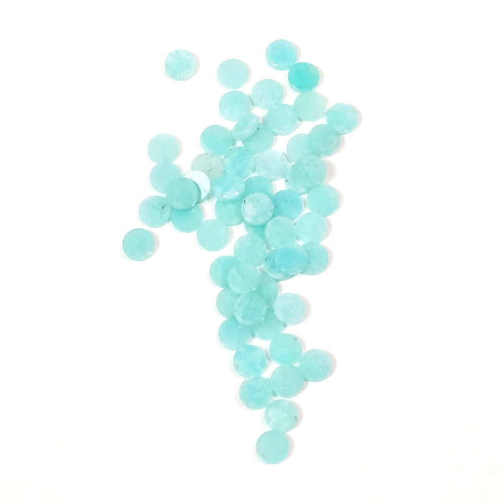 2 4mm flat cabochons of Amazonite natural stone