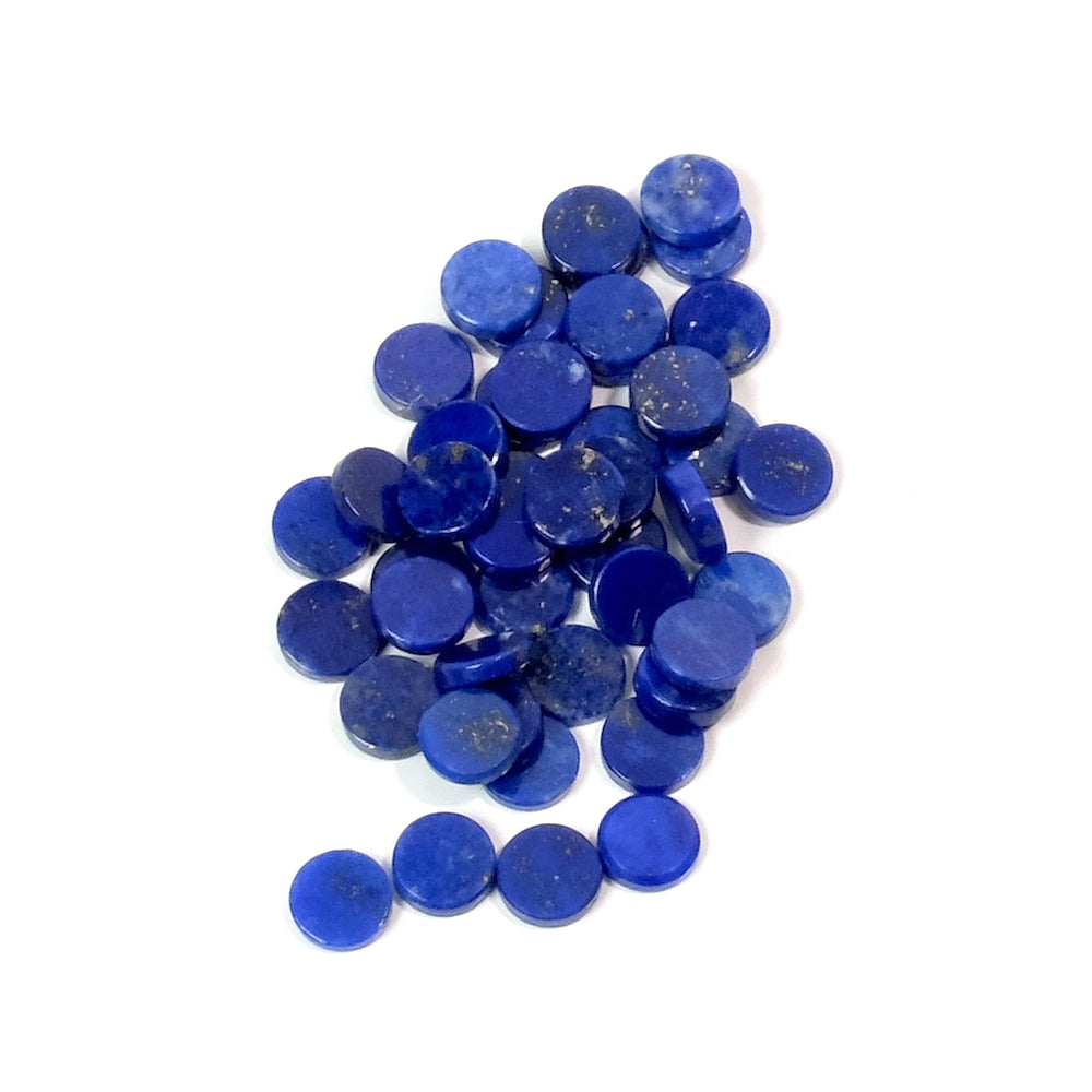 2 4mm flat cabochons of natural Lapis Lazuli stone