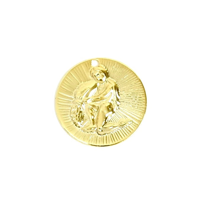 2 Aquarius astrological sign pendants in 24K Gold plated brass