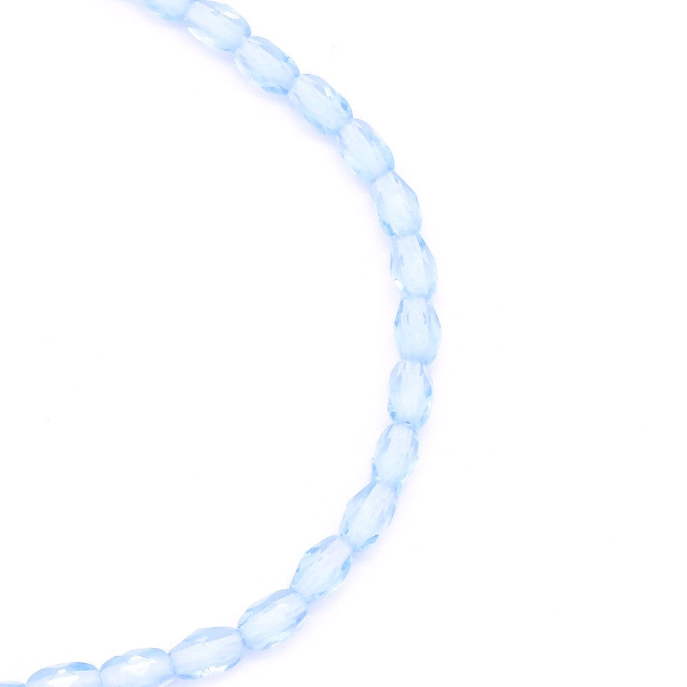 Strand of 20 Genuine Bohemian Glass Oval Faceted Beads, Transparent Blue
