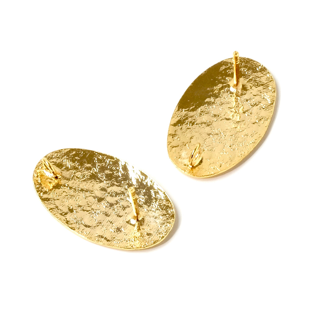 BO Oval Texture Granite nails in 24K gold-plated brass, per pair