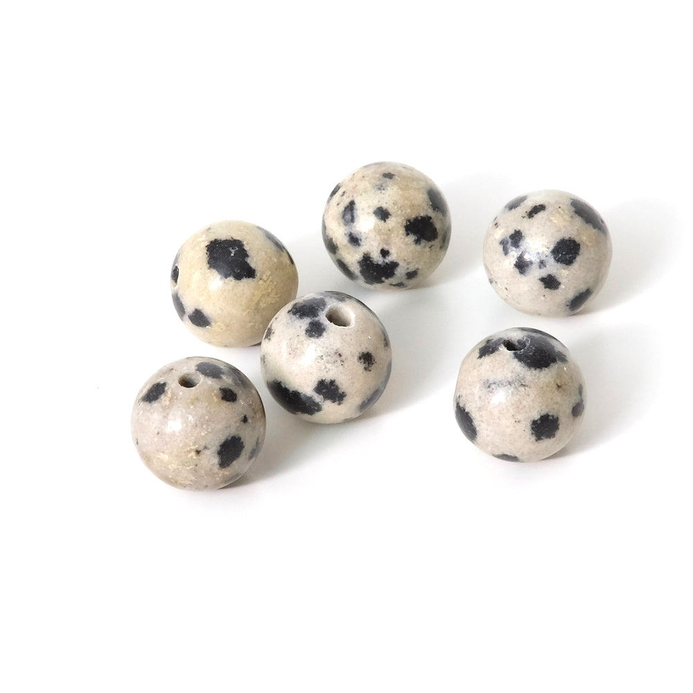 6 natural round 8mm Dalmatian Jasper beads