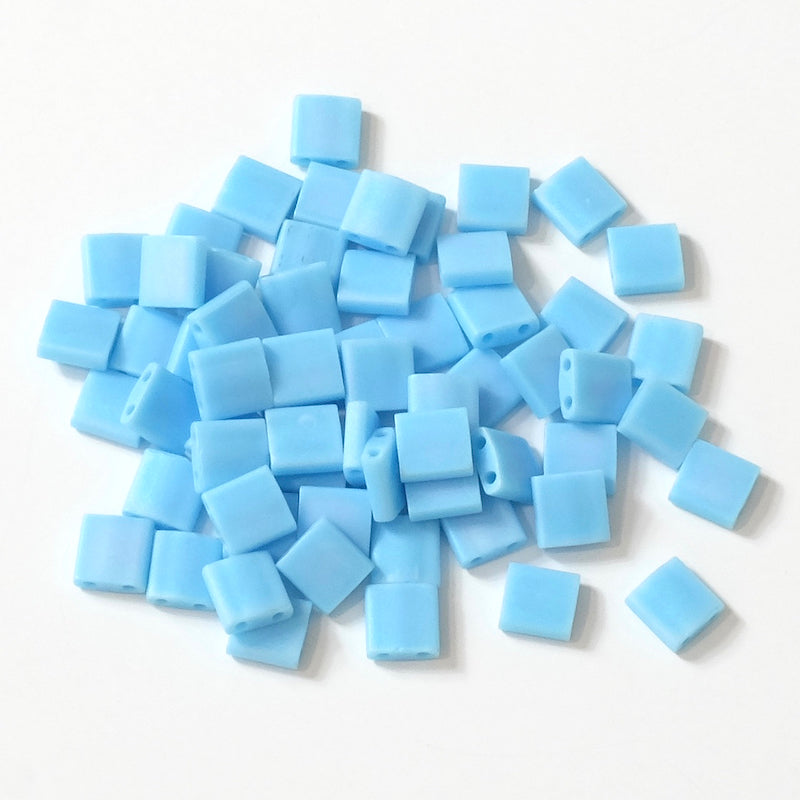 10 grams of Miyuki Tila Beads TL-0413FR Opq Turquoise Blue Matted AB