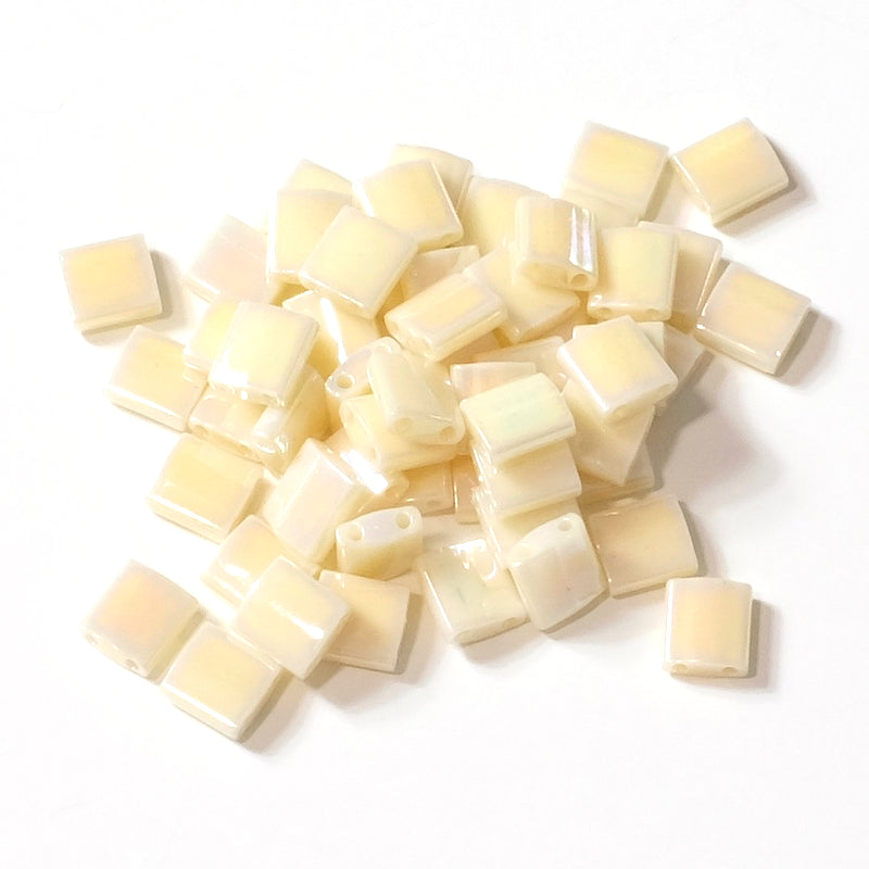 10 grams of Miyuki Tila Beads TL-0486 Ivory Pearl Ceylon AB