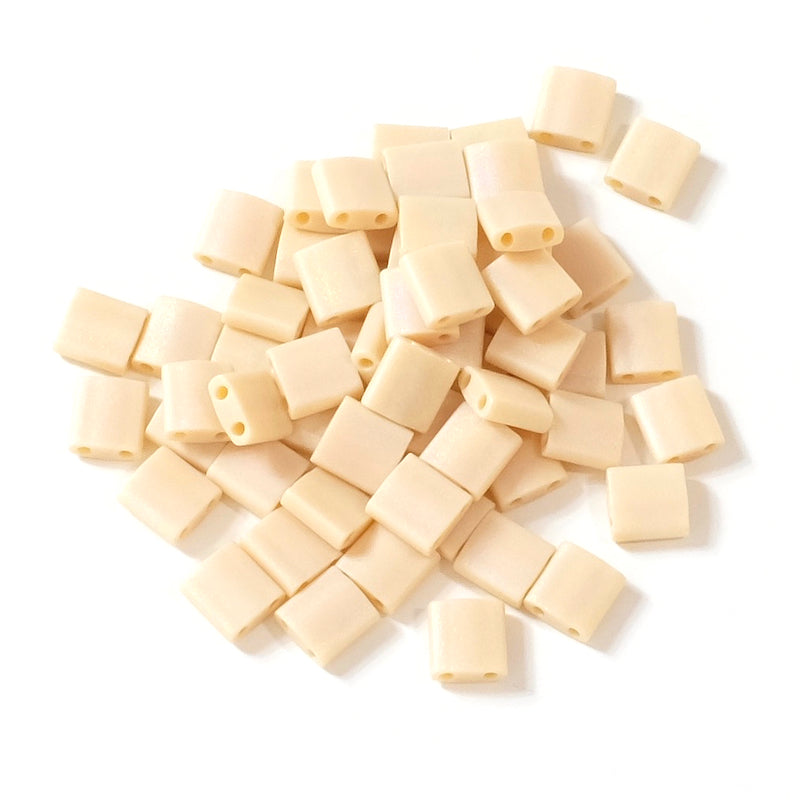 10 grams of Miyuki Tila Beads TL-0493FR Opaque Pear Matted AB