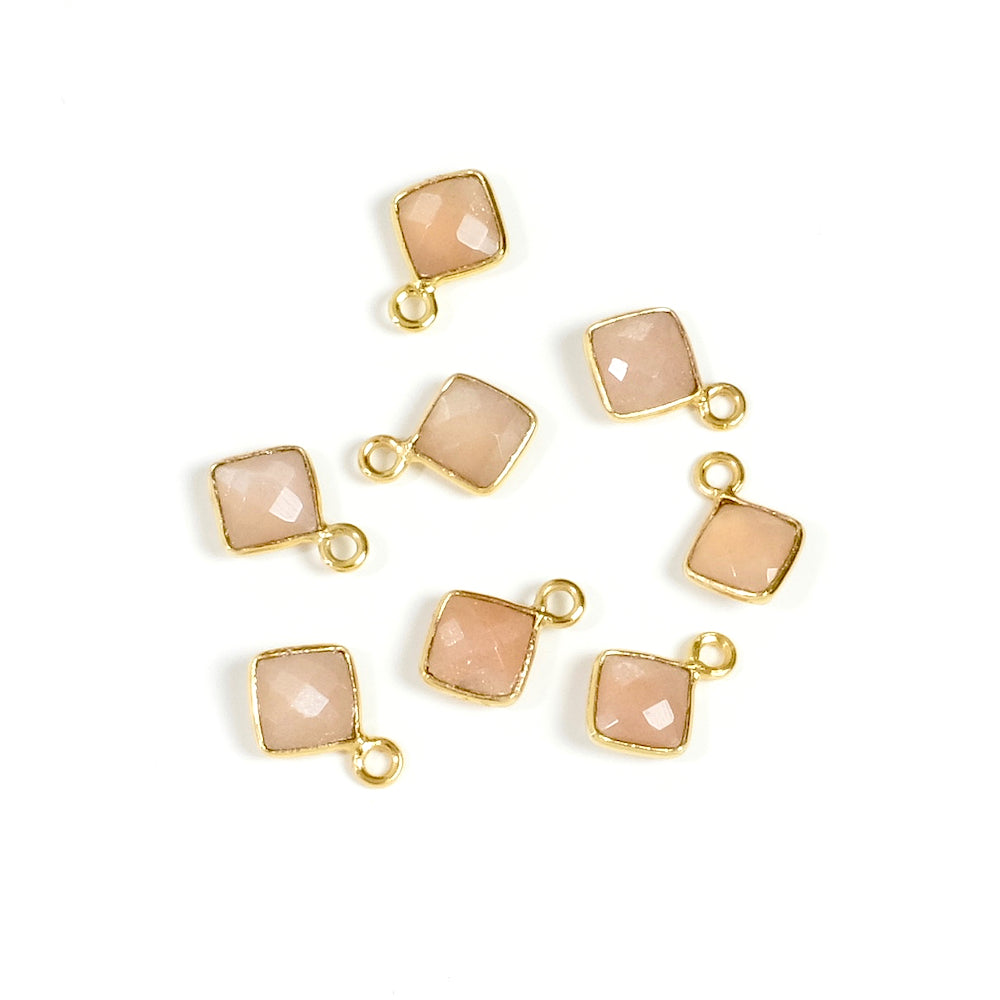 Square-set Feldspar Moonstone pendant in 24K fine gold-plated brass