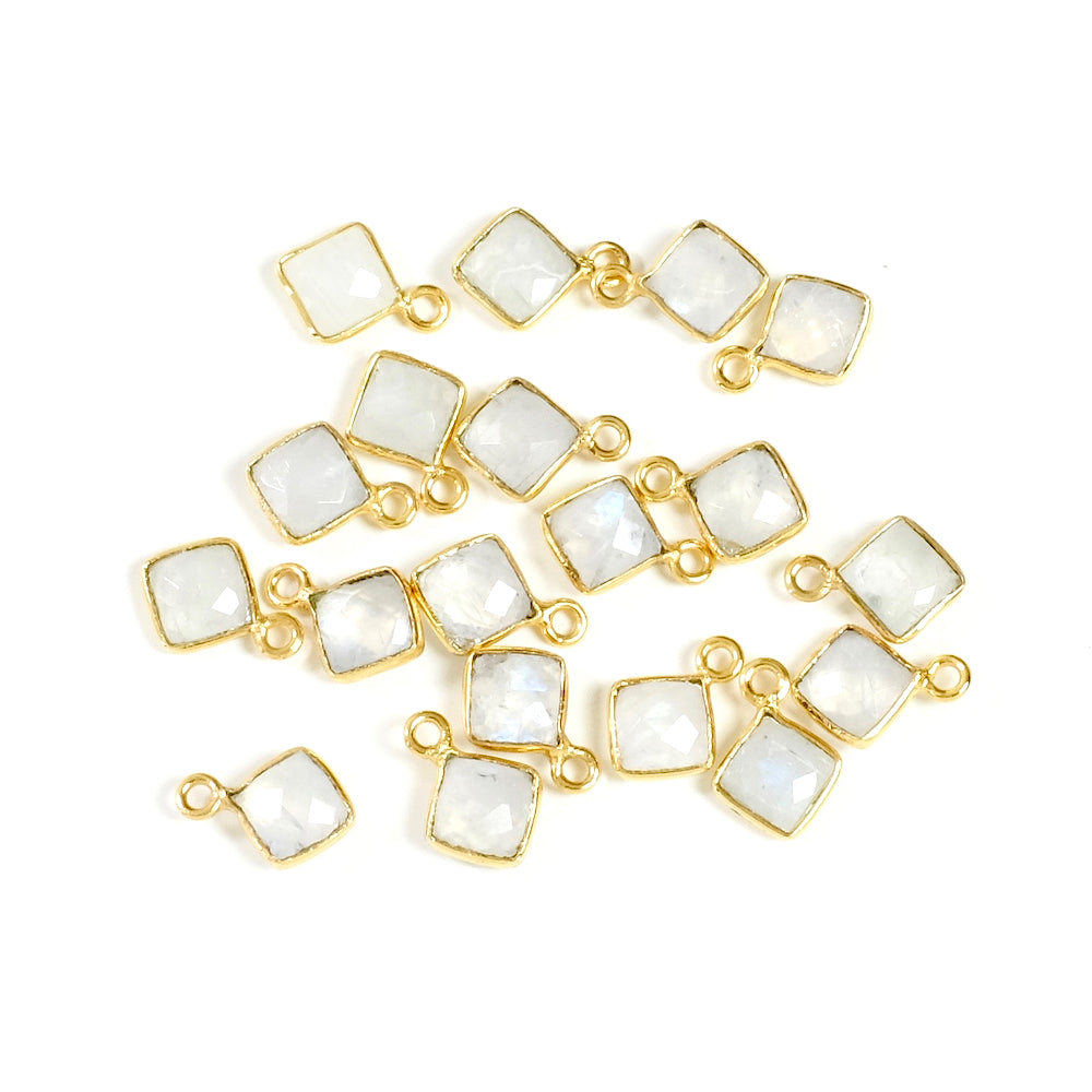 Square-set Moonstone pendant in 24K gold-plated brass 