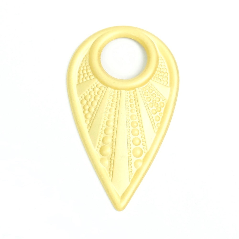 Ethnic Drop Pendant in Matte 24K Gold Plated Brass