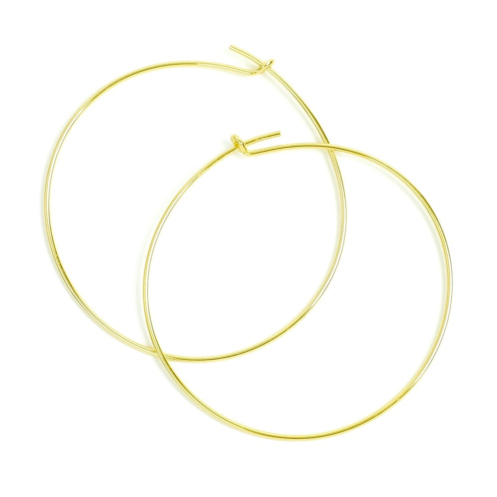 2 45mm brass hoop earrings in 24K gold plated
