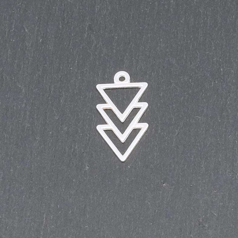 Set of 2 Chevron Triangle Pendants in 925 Sterling Silver 