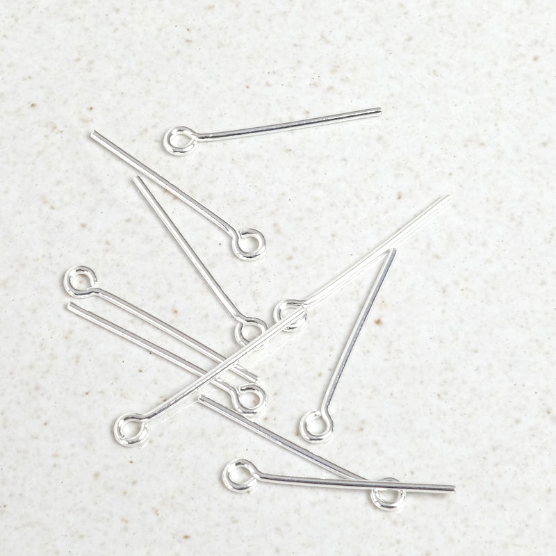 10 Silver 925 Eye Nails 20mm
