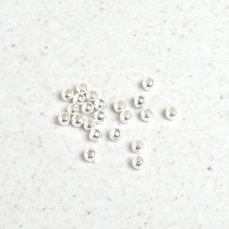 20 Round beads 2mm solid silver 925