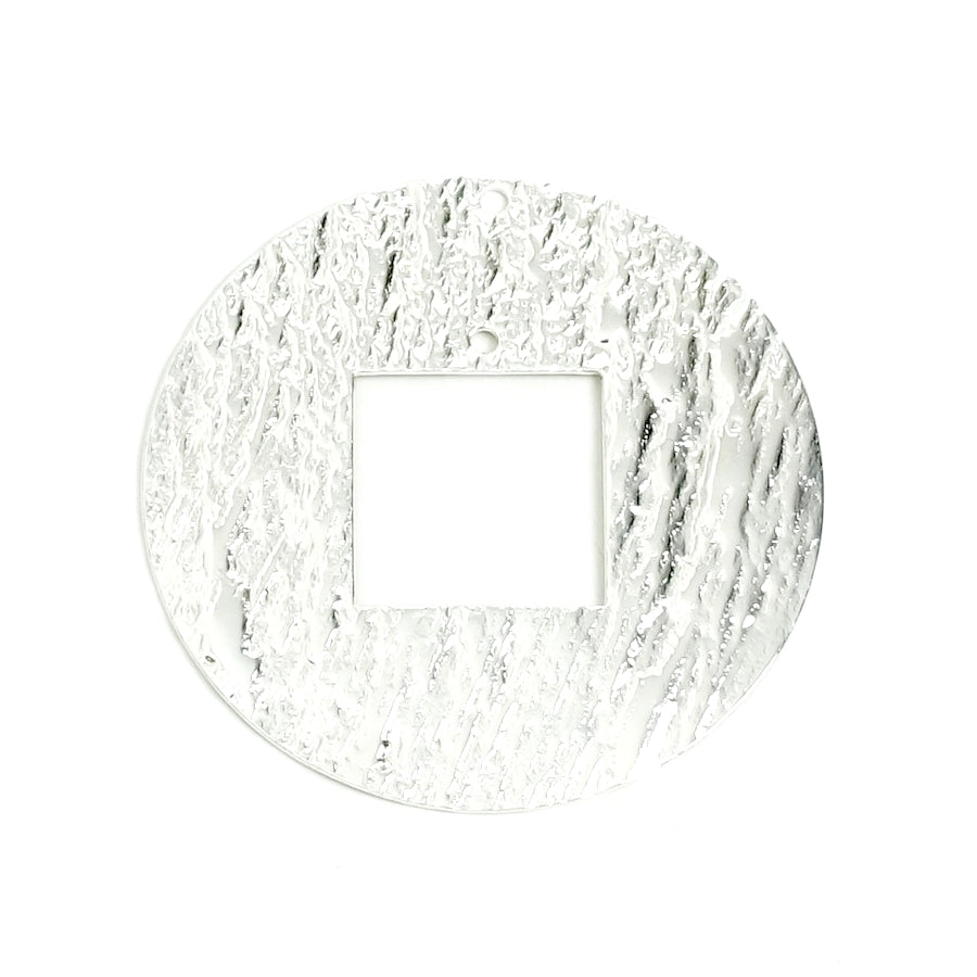 2 Textured Effect Round Pendants in 925 Sterling Silver Plated Premium Brass