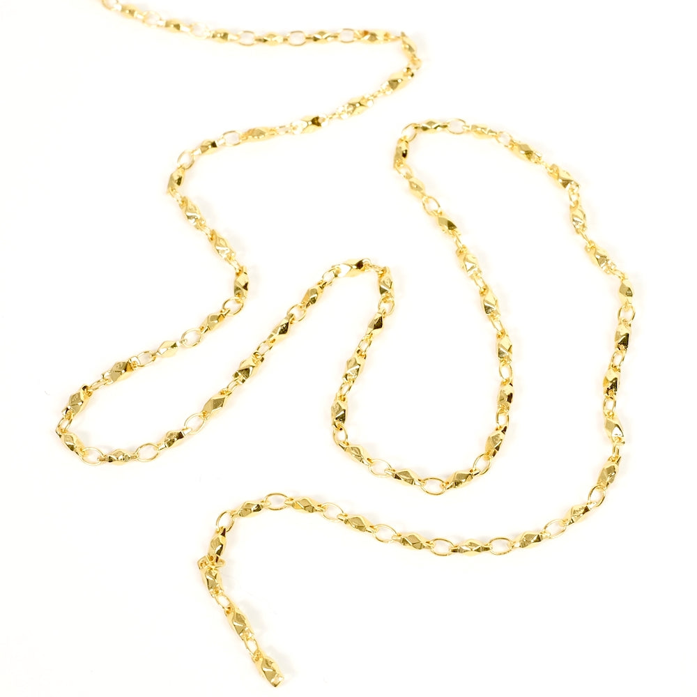 20cm chain with small polygonal nuggets in brass, plated with 24K Premium fine gold