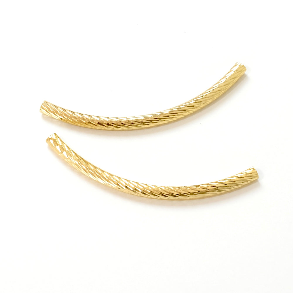 2 curved diamond tubes Gilded with 24K fine gold
