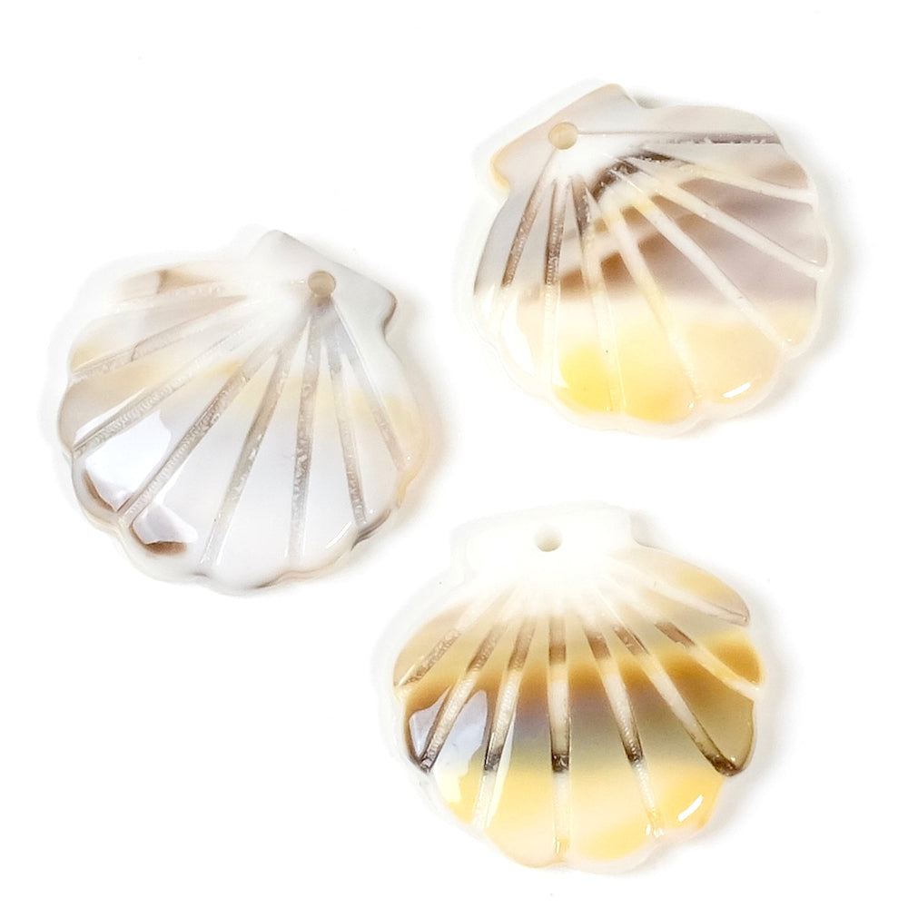 2 beige acetate shell pendants