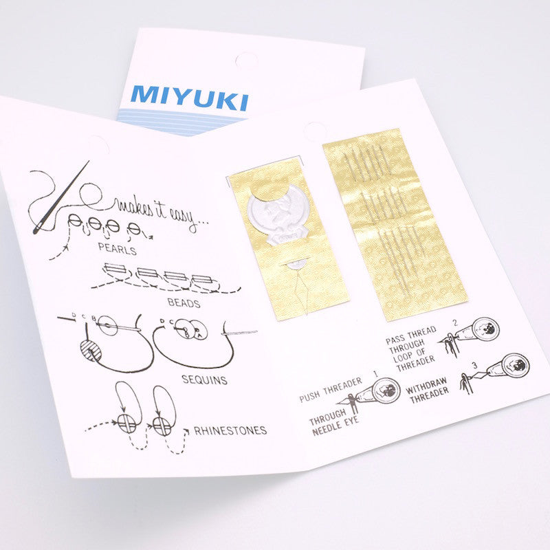  Set of 6 Extra Fine Miyuki Needles with Needle Threader