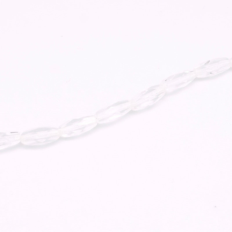 Strand of 11 Bohemian Glass Olive Beads with 11mm Facets, Transparent