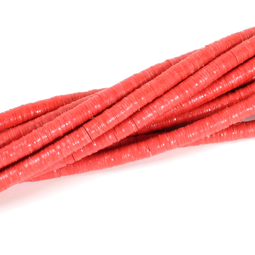 Genuine 4mm African Vulcanite Vinyl Heishi Beads - Red