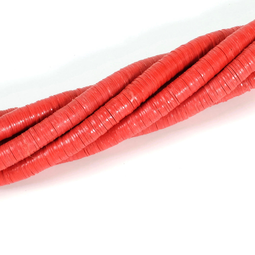 Genuine 6mm Heishi Beads made from African Vulcanite vinyl - Red
